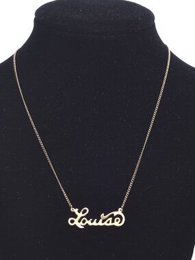 12K Golf-Filled Coro "Louise" Name Necklace - Vintage